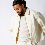 HARRINGTON - Ecru Boxy Denim Jacket With Seam Detail - Liquor n Poker