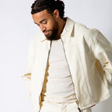 HARRINGTON - Ecru Boxy Denim Jacket With Seam Detail - Liquor n Poker