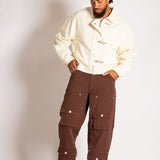 Harrington Ecru Buckle Detail Denim Jacketcha - Liquor n Poker