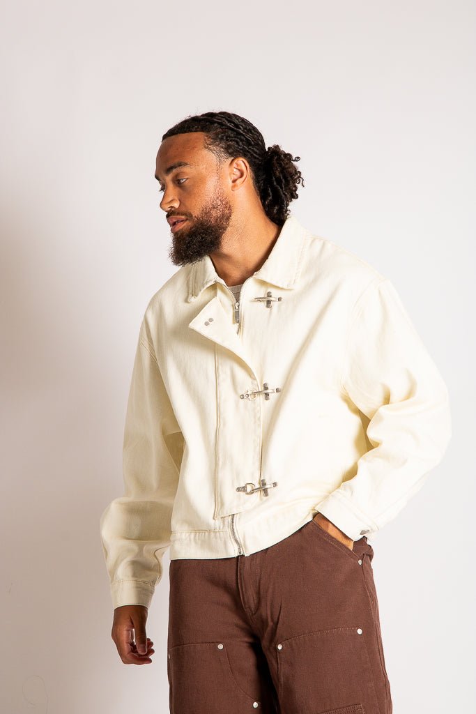 Harrington Ecru Buckle Detail Denim Jacketcha - Liquor n Poker