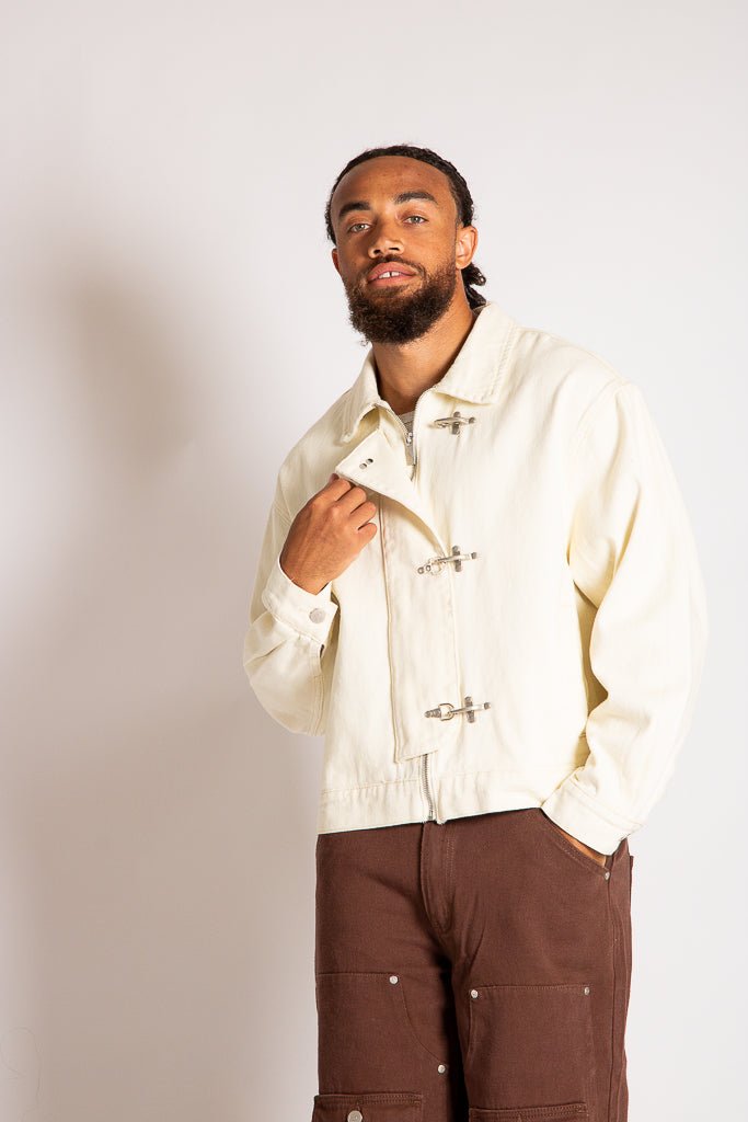 Harrington Ecru Buckle Detail Denim Jacketcha - Liquor n Poker