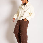 Harrington Ecru Buckle Detail Denim Jacketcha - Liquor n Poker
