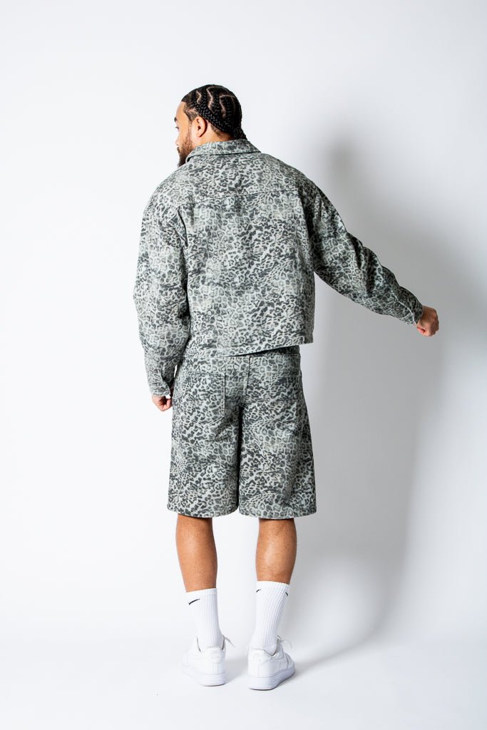 HARRINGTON - Faded Leopard Print Boxy Denim Jacket - Liquor n Poker