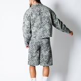 HARRINGTON - Faded Leopard Print Boxy Denim Jacket - Liquor n Poker