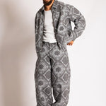 Harrington Paisley Jacquard Denim Jacket in Black - Liquor n Poker