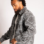 Harrington Paisley Jacquard Denim Jacket in Black - Liquor n Poker