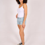 High Rise Denim Shorts In Light Stonewash - Liquor n Poker