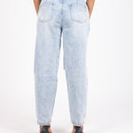 High - Rise Distressed Stonewash Belted Mom Jeans - Liquor n Poker