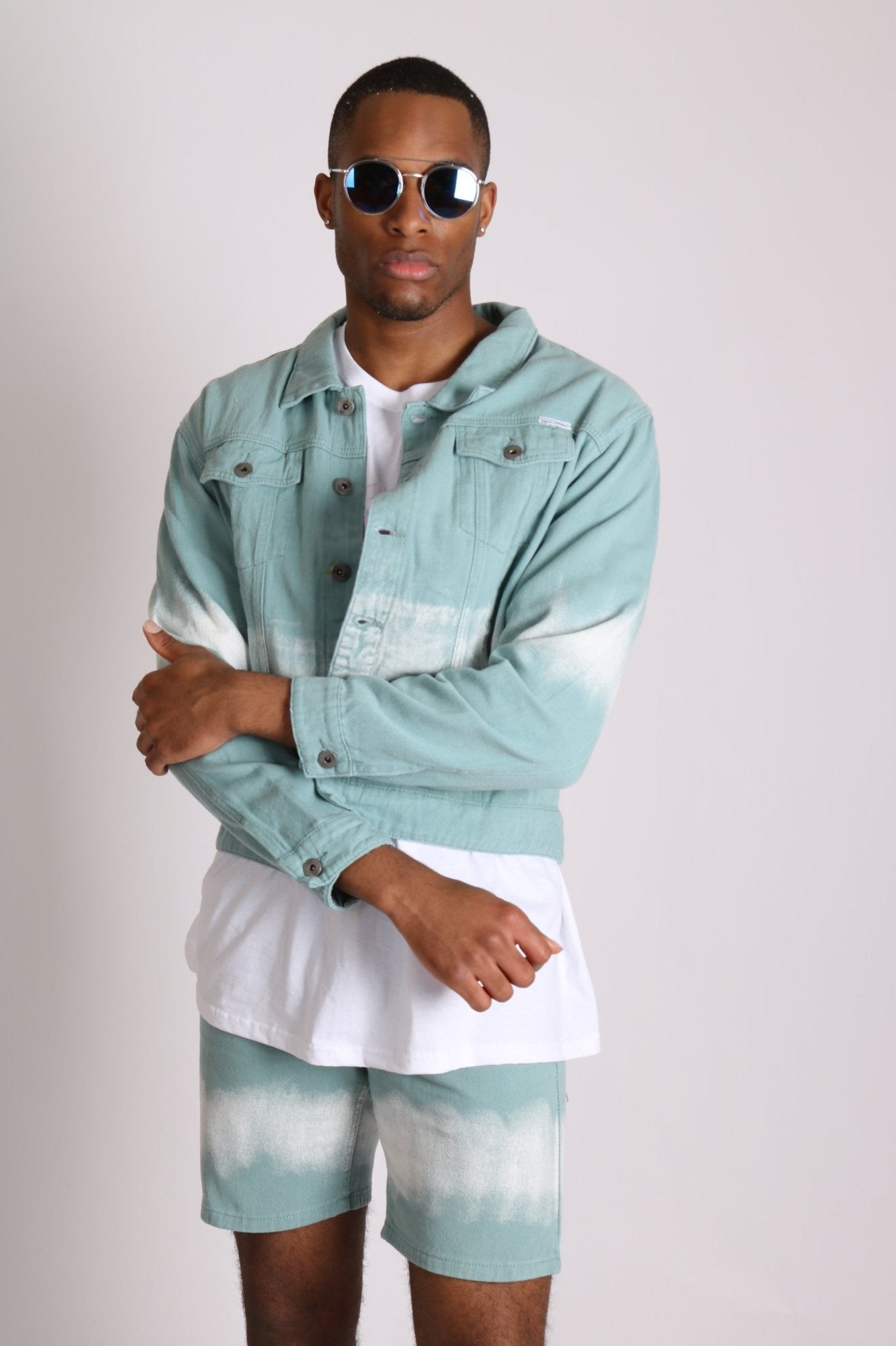 Ice Cream Sage Tie Dye Oversized Denim Jacket - Liquor n Poker