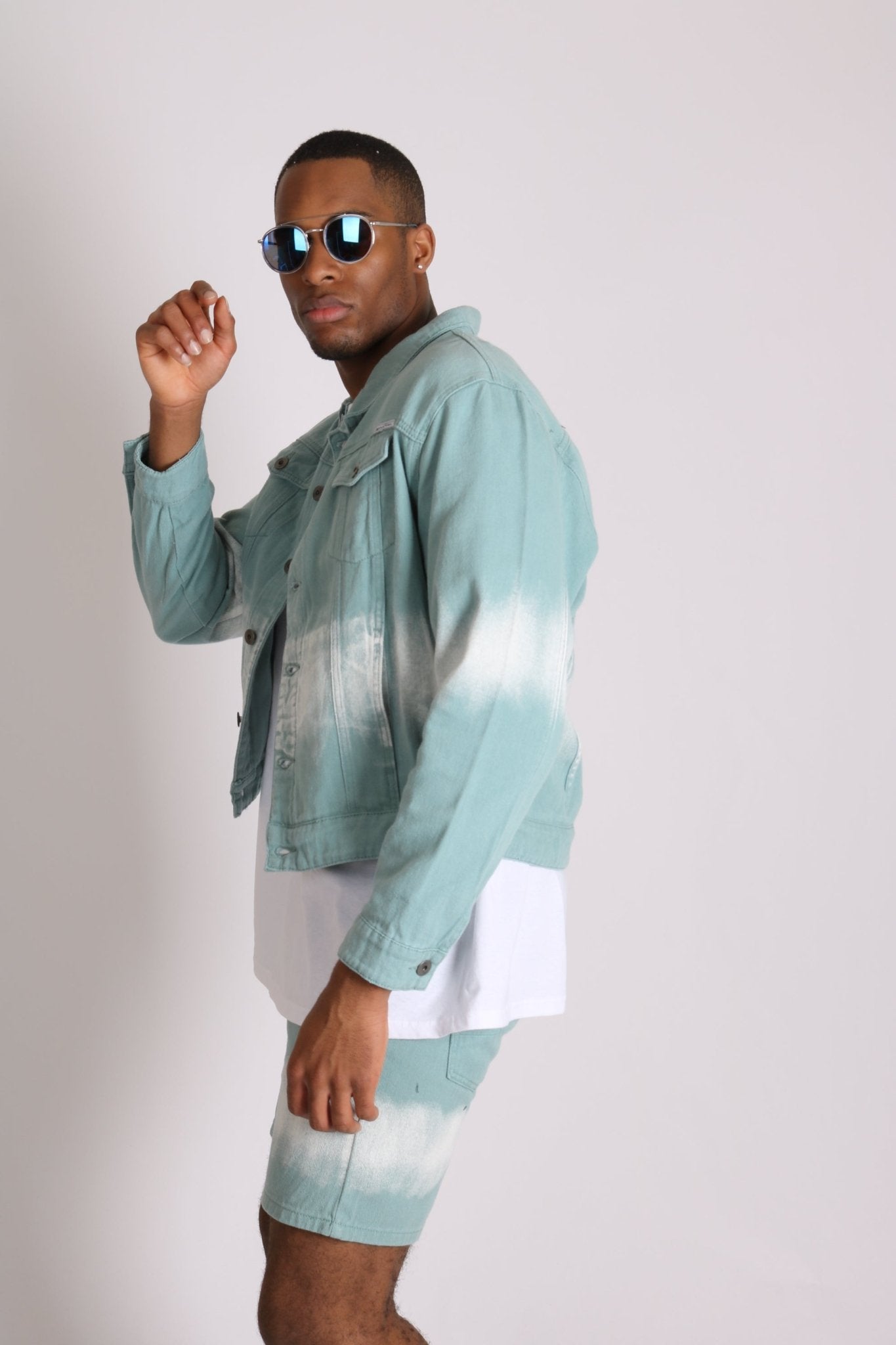 Ice Cream Sage Tie Dye Oversized Denim Jacket - Liquor n Poker