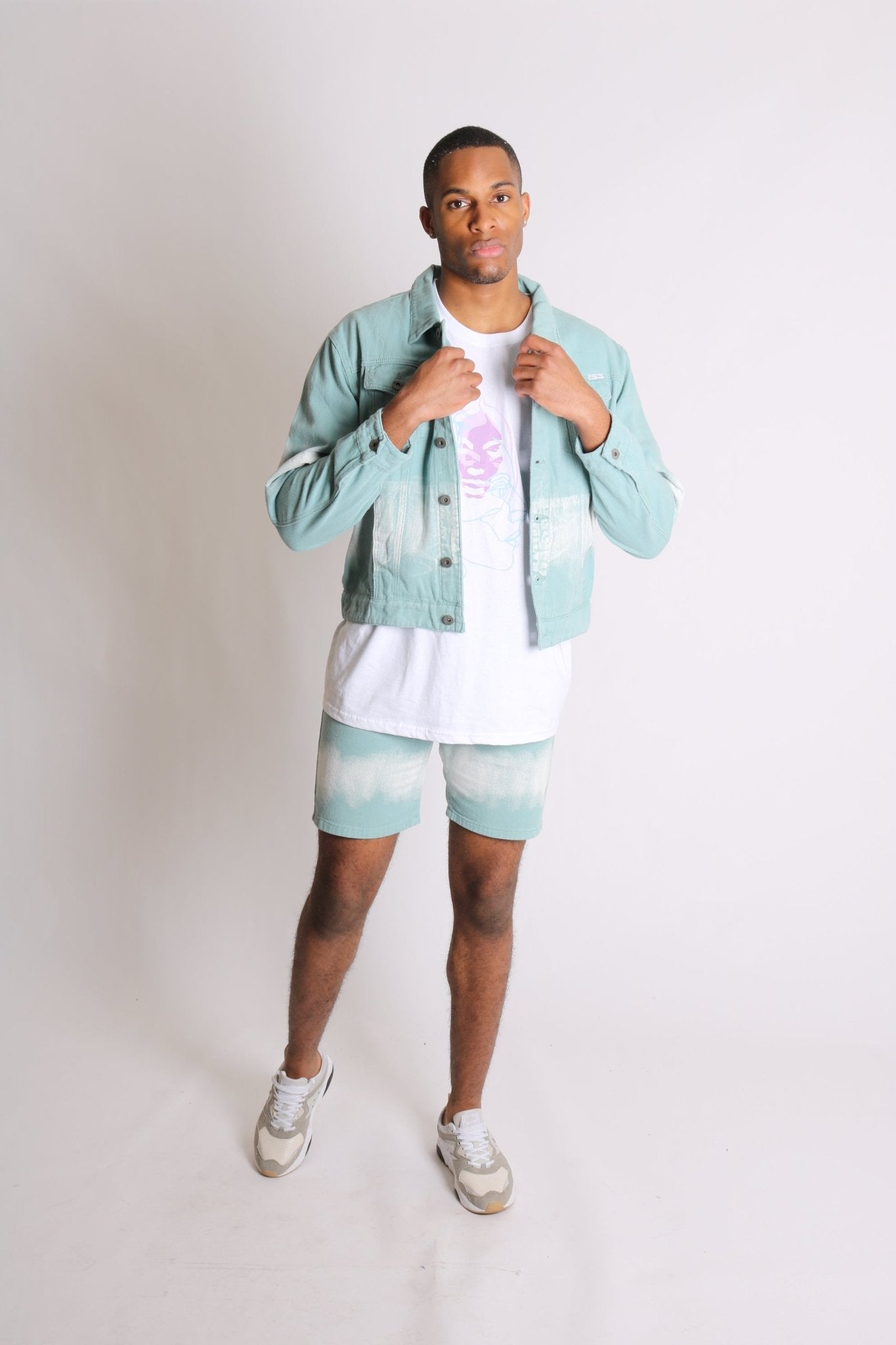 Ice Cream Sage Tie Dye Oversized Denim Jacket - Liquor n Poker