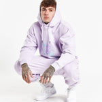 Illustrated Faces Relaxed Hoody In Lilac - Liquor n Poker