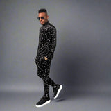Black & Silver Star Velour Track Top
