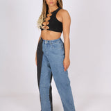 Black Cut-Out Crop With Gold Links