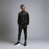 Black & Silver Star Velour Track Top
