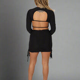 BLACK 2 PIECE CROP TOP & MINI SKIRT