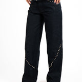 Indigo Denim Baggy Jeans With Stud Detail - Liquor n Poker