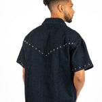 Indigo Denim Shirt With Stud Detail - Liquor n Poker