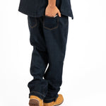 Indigo Denim Straight Leg Jean With Stud Detail - Liquor n Poker