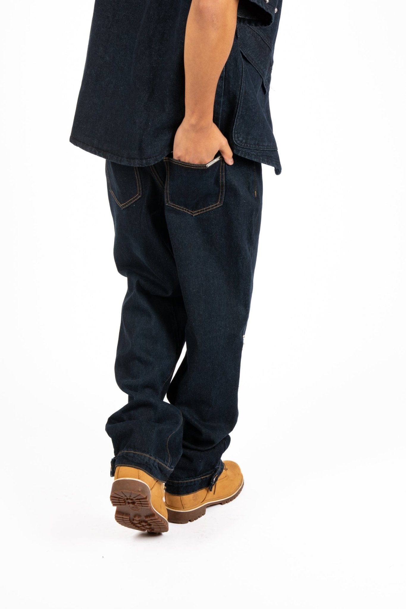 Indigo Denim Straight Leg Jean With Stud Detail - Liquor n Poker