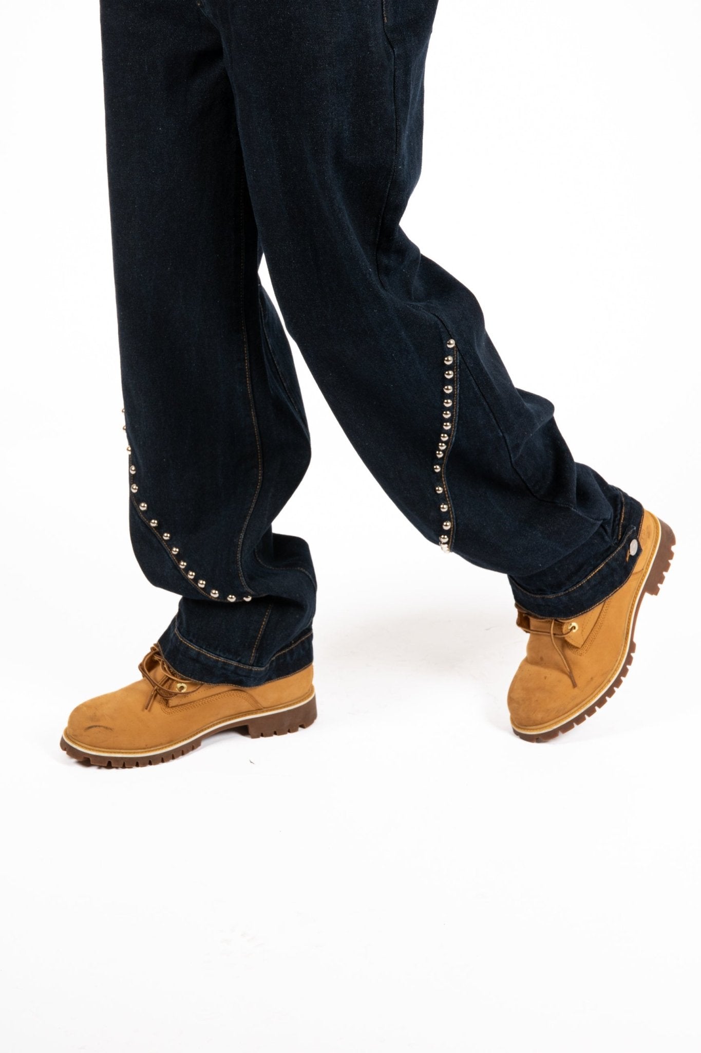 Indigo Denim Straight Leg Jean With Stud Detail - Liquor n Poker