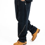 Indigo Denim Straight Leg Jean With Stud Detail - Liquor n Poker
