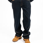 Indigo Denim Straight Leg Jean With Stud Detail - Liquor n Poker