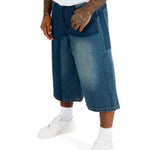 Inidigo Blue Patchwork Extra Baggy Denim Jorts - Liquor n Poker