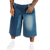Inidigo Blue Patchwork Extra Baggy Denim Jorts - Liquor n Poker