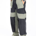 Khaki & Black Biker Panelled Jeans - Liquor n Poker