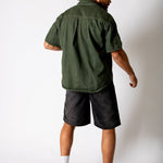 Khaki Panelled Detail Denim Shirt - Liquor n Poker