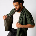 Khaki Panelled Detail Denim Shirt - Liquor n Poker