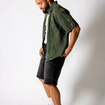 Khaki Panelled Detail Denim Shirt - Liquor n Poker