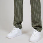 Khaki Pinstripe Straight Leg Trousers - Liquor n Poker