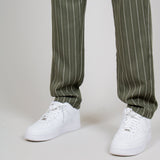 Khaki Pinstripe Straight Leg Trousers - Liquor n Poker