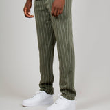 Khaki Pinstripe Straight Leg Trousers - Liquor n Poker