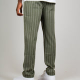 Khaki Pinstripe Straight Leg Trousers - Liquor n Poker