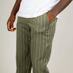 Khaki Pinstripe Straight Leg Trousers - Liquor n Poker