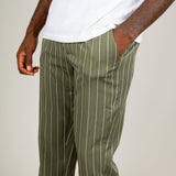 Khaki Pinstripe Straight Leg Trousers - Liquor n Poker