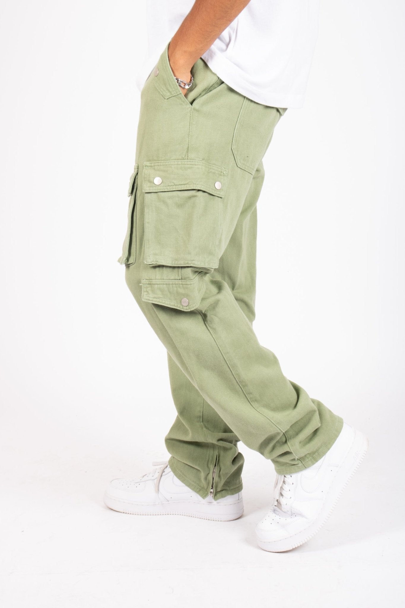 Khaki Relaxed Fit Utility Cargo Trousers - Liquor n Poker