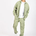 Khaki Relaxed Fit Utility Cargo Trousers - Liquor n Poker