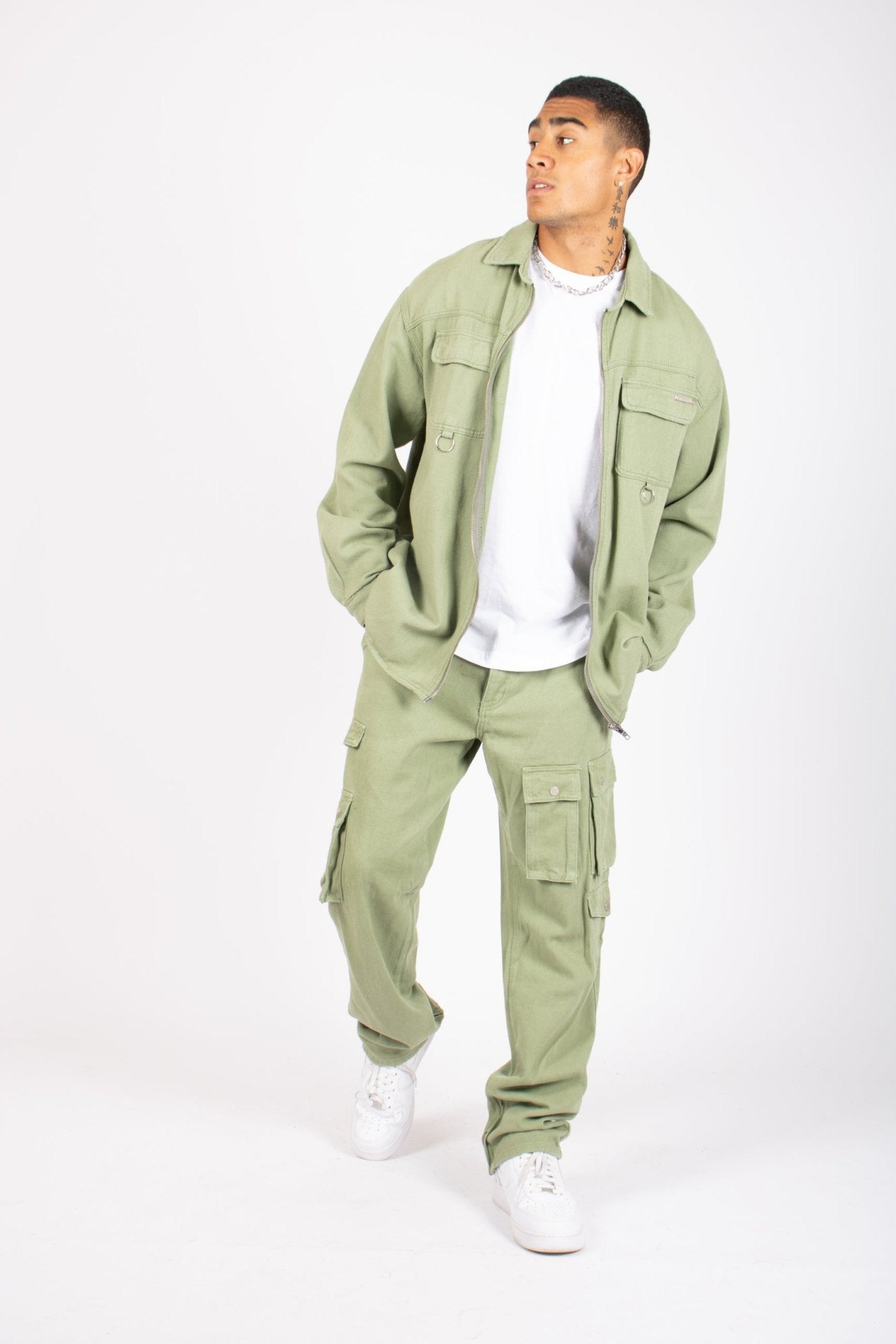 Khaki Relaxed Fit Utility Cargo Trousers - Liquor n Poker