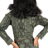 Khaki Snake Print Cropped Denim Jacket - Liquor n Poker
