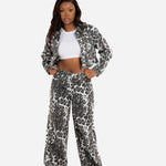 Leopard Print Fitted Denim Jacket - Liquor n Poker