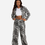 Leopard Print Fitted Denim Jacket - Liquor n Poker