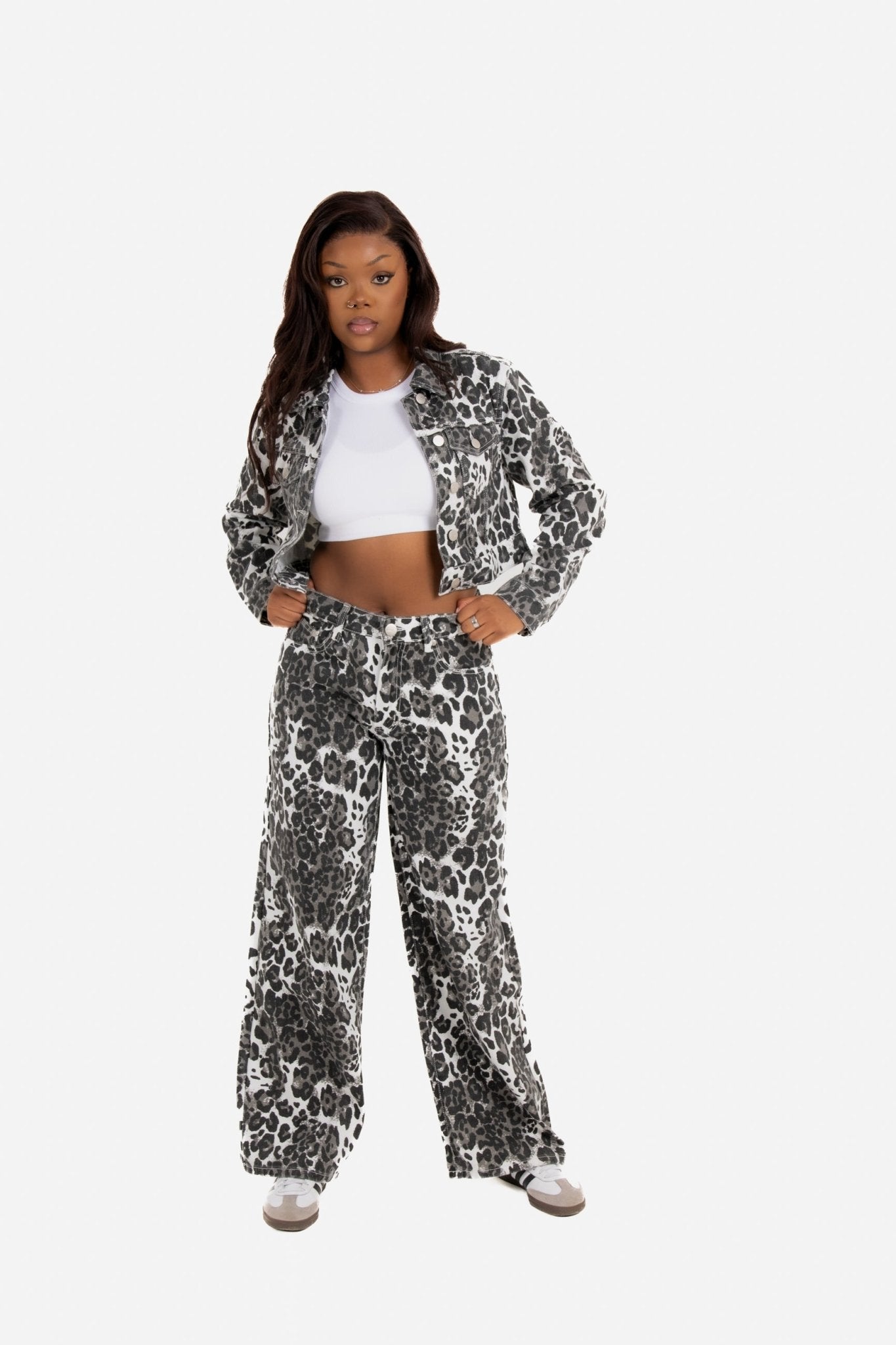 Leopard Print Wide Leg Jeans - Liquor n Poker