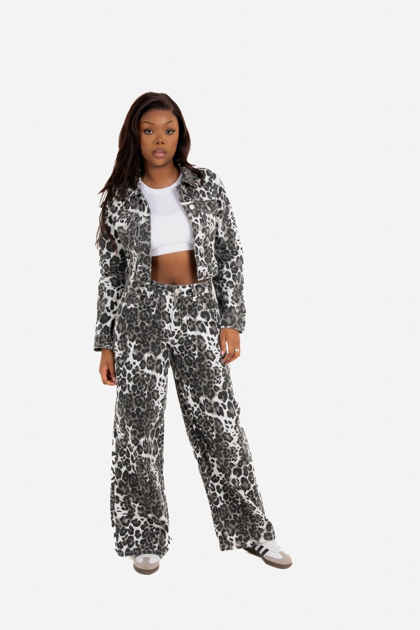 Leopard Print Wide Leg Jeans - Liquor n Poker