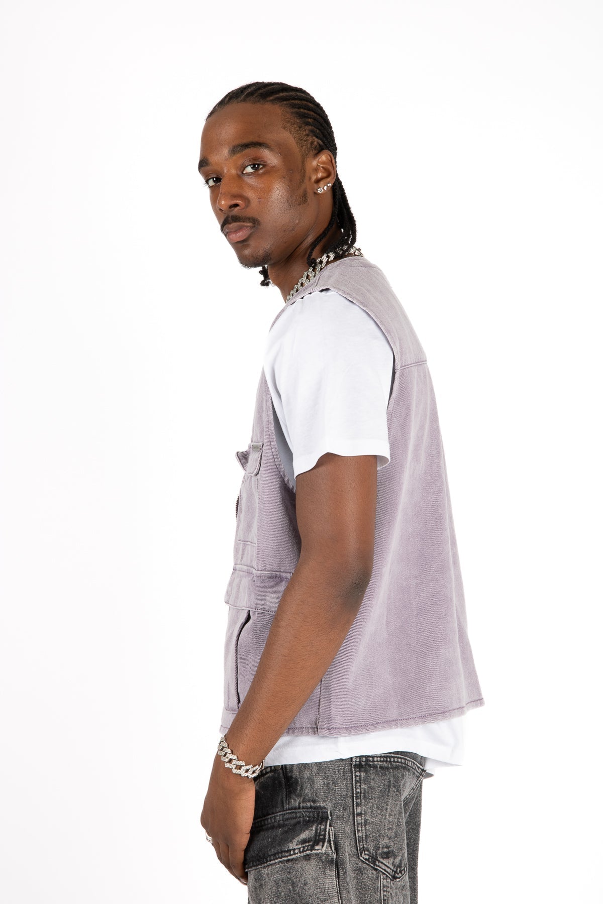Lilac Denim Gilet Vest - Liquor n Poker