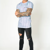 Lilac & Lime Candy Stripe Muscle Fit T-Shirt - Liquor n Poker