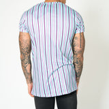 Lilac & Lime Candy Stripe Muscle Fit T-Shirt - Liquor n Poker